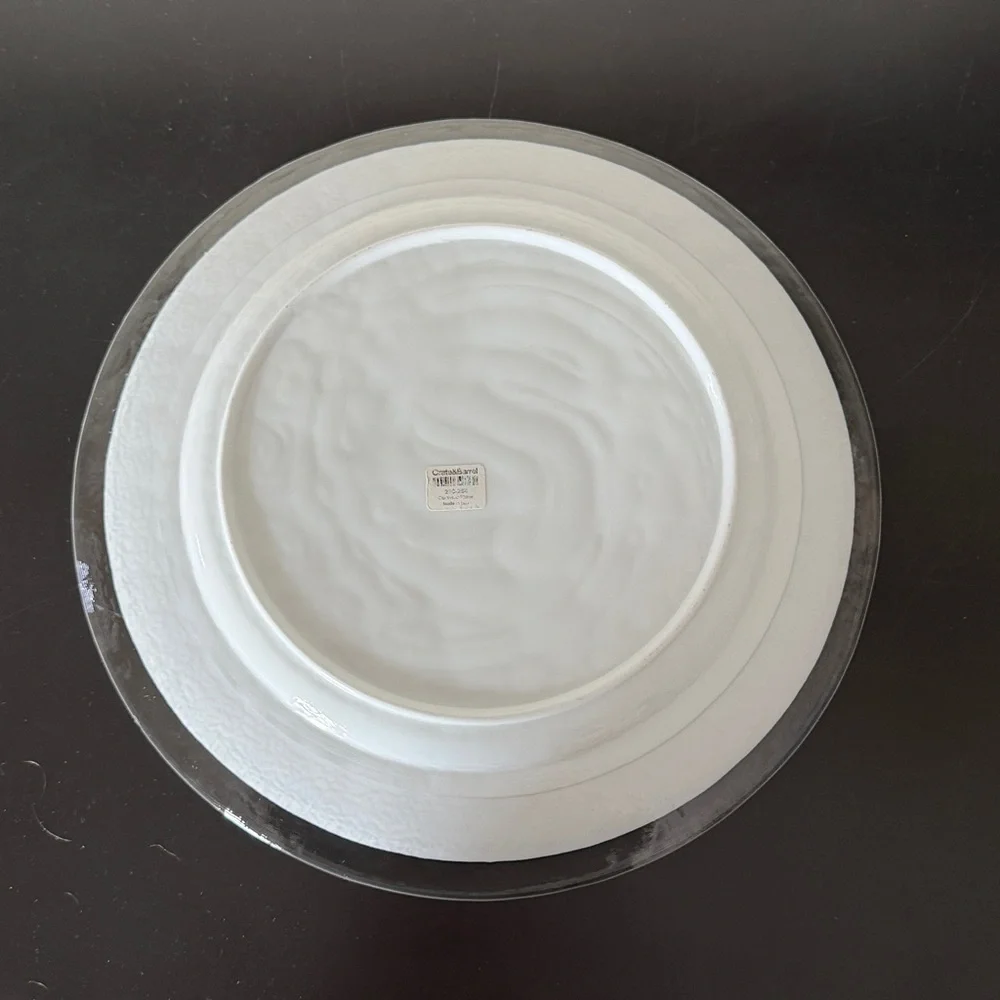 Crate and barrel 12 inch Decorative Glass Plate with Colorful Accents
